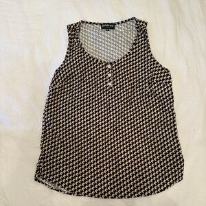 Betabrand Black and Cream Houndstooth Tank Top